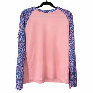 Columbia PFG Omni Shade Sun Shirt XL Pink Blue Leopard